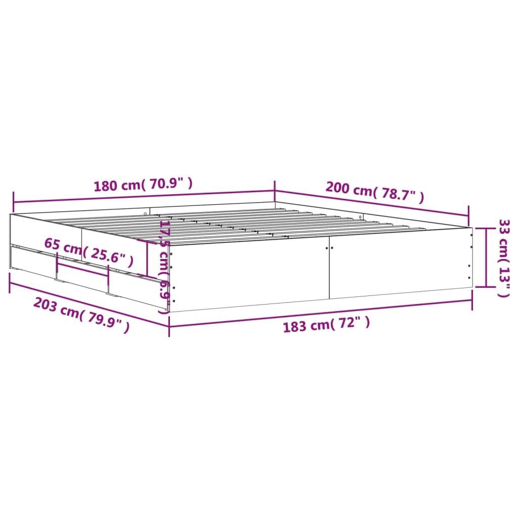 Bed Frame with Drawers without Mattress Sonoma Oak 183x203 cm King Price