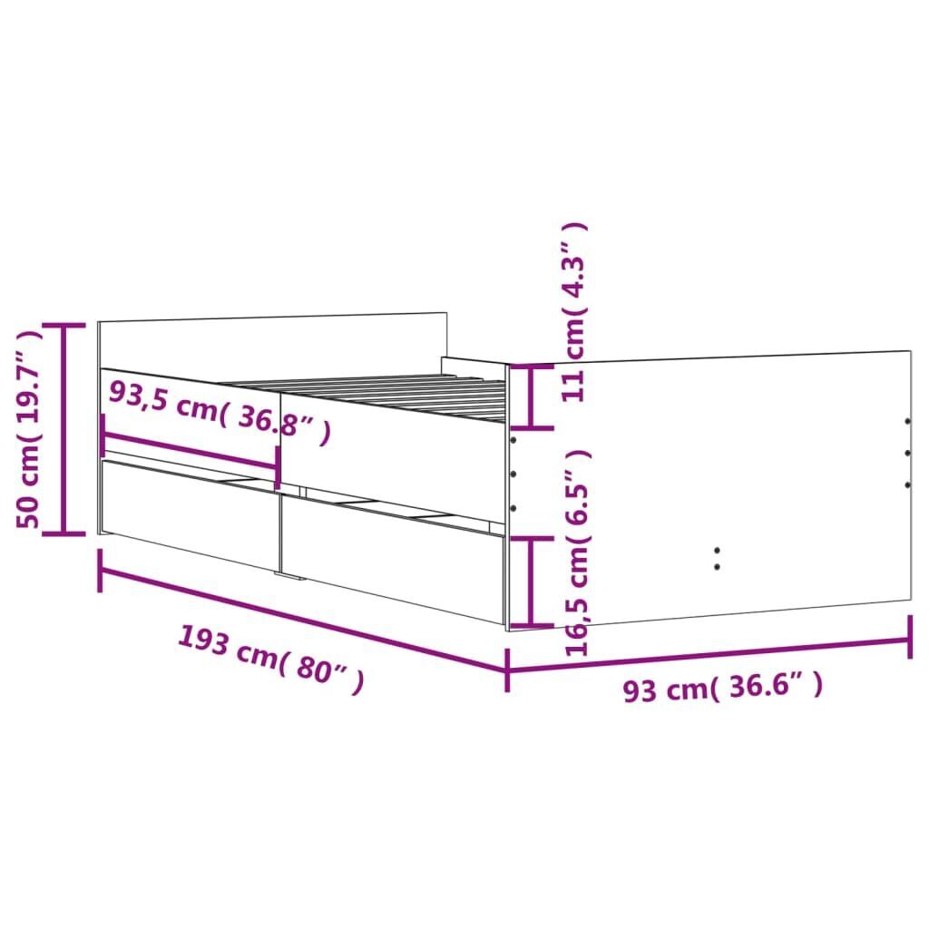 Bed Frame with Drawers without Mattress White 90x190 cm Price