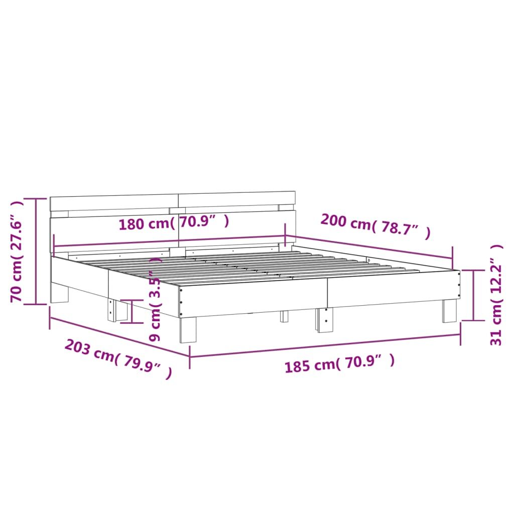 Bed Frame without Mattress Sonoma Oak 183x203 cm King Price