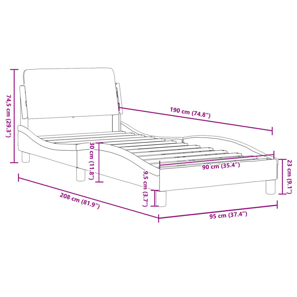 Bed Frame without Mattress Black and White 90x190 cm Faux Leather Price