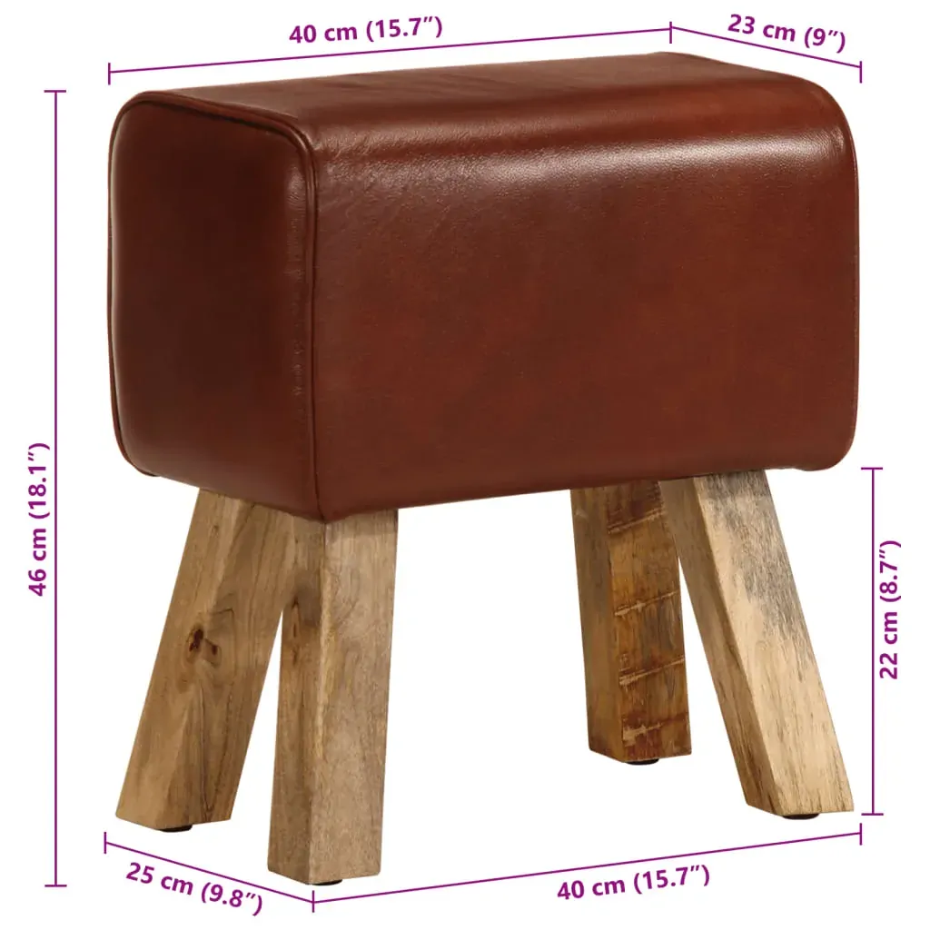 Gym Bok Bench 38 cm Brown Real Leather and Solid Mango Wood Price