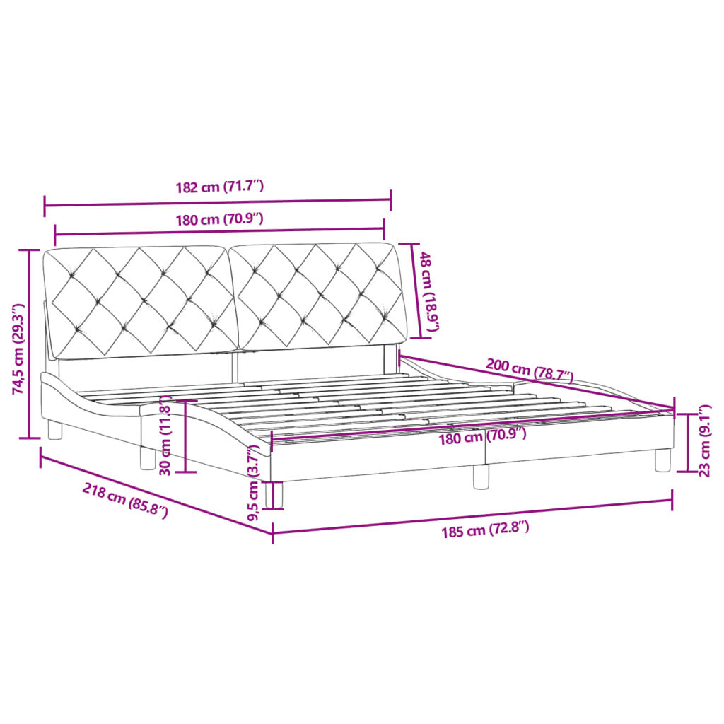 Bed Frame without Mattress Black 183x203 cm King Velvet Price