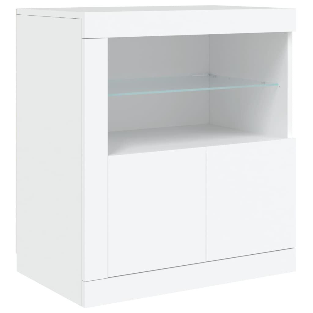 Sideboard with LED Lights White 162x37x67 cm Price
