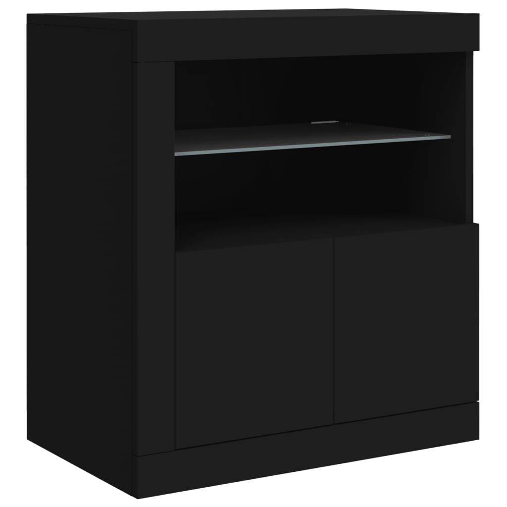 Sideboard with LED Lights Black 181.5x37x67 cm Price