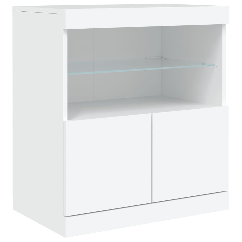 Sideboard with LED Lights White 142.5x37x67 cm Price