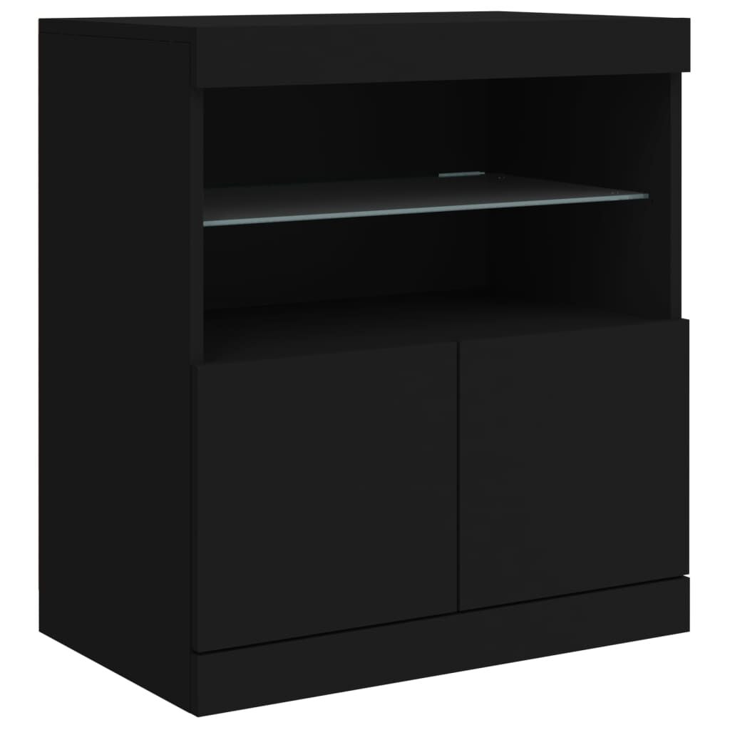 Sideboard with LED Lights Black 142.5x37x67 cm Price