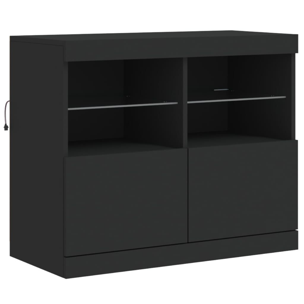 Sideboard with LED Lights Black 163x37x67 cm Price