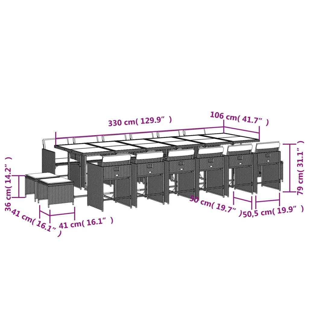 17 Piece Garden Dining Set with Cushions Black Poly Rattan Price