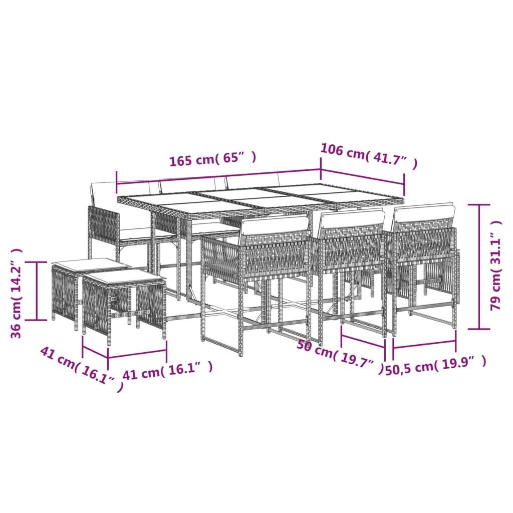 11 Piece Garden Dining Set with Cushions Light Grey Poly Rattan Price