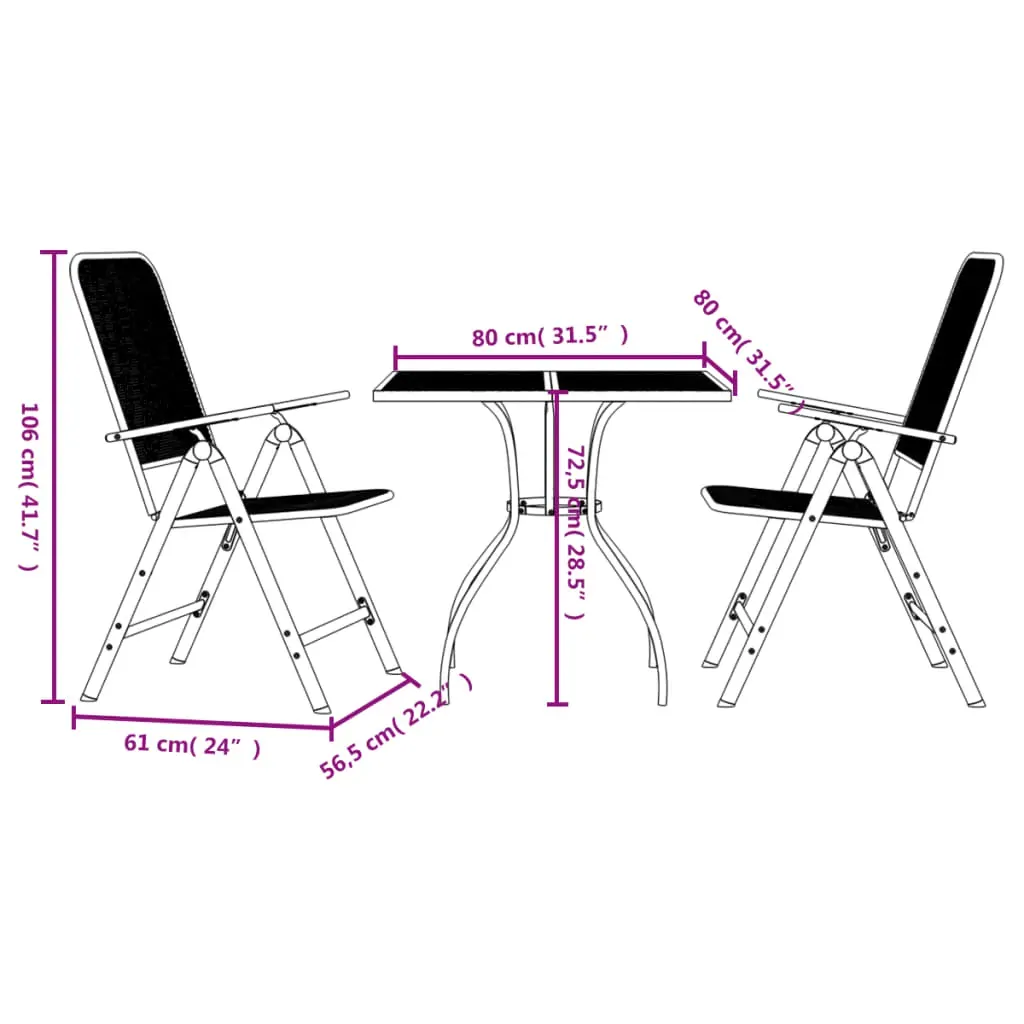 3 Piece Garden Dining Set Anthracite Metal Mesh Price