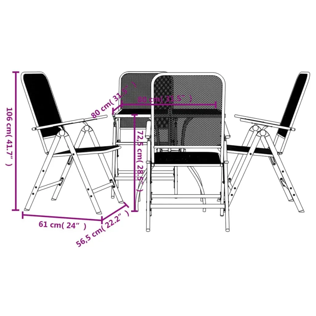 5 Piece Garden Dining Set Anthracite Metal Mesh Price