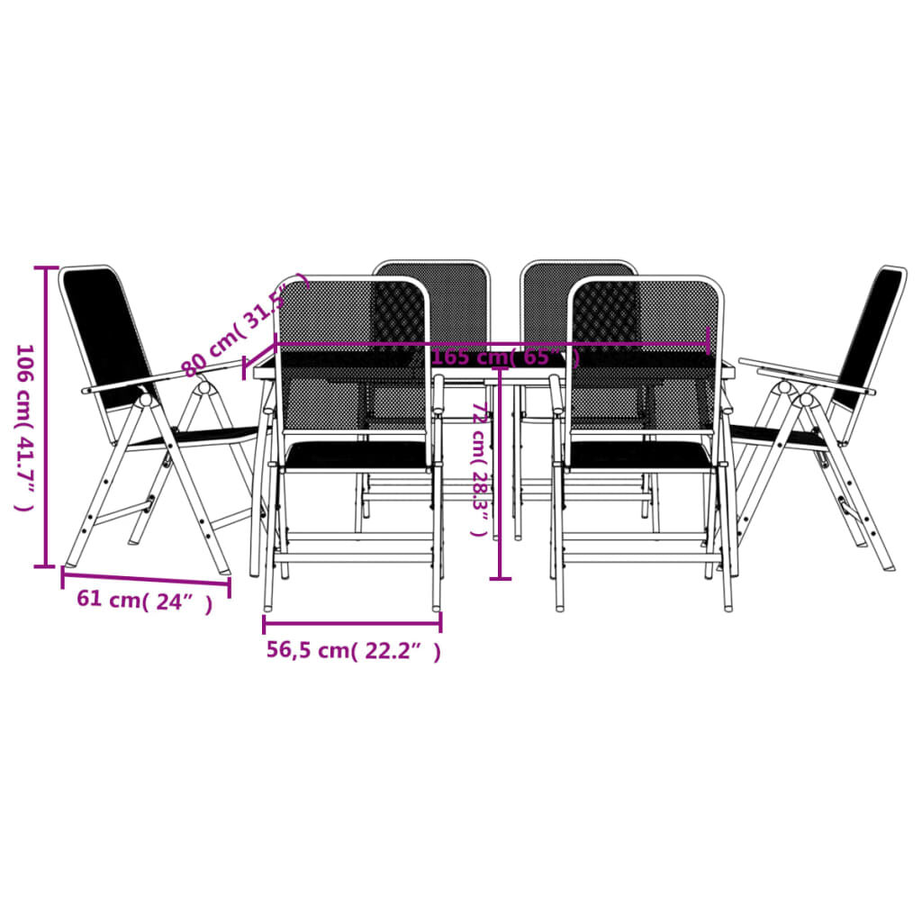 7 Piece Garden Dining Set Anthracite Metal Mesh Price