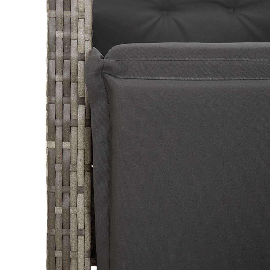 7 Piece Garden Dining Set with Cushions Grey Poly Rattan Price