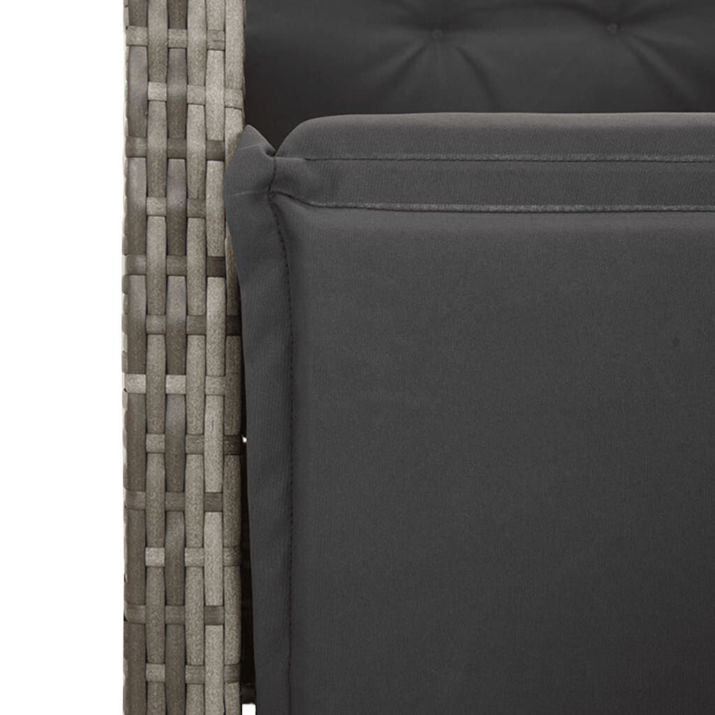7 Piece Garden Dining Set with Cushions Grey Poly Rattan Price