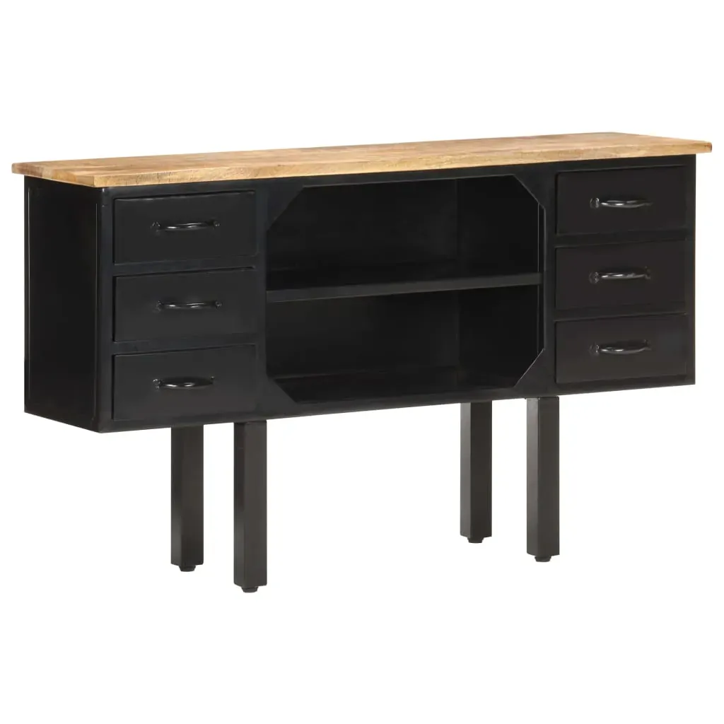 Sideboard 110x30x65 cm Solid Rough Mango Wood and Steel Price
