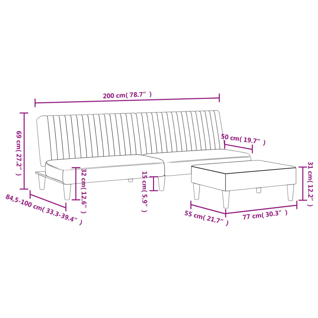 2 Piece Sofa Set Light Grey Velvet Price
