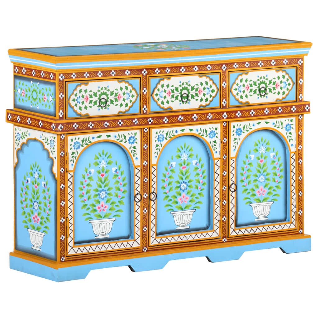 Hand-Painted Sideboard Multicolour 110x30x76cm Solid Mango Wood Price