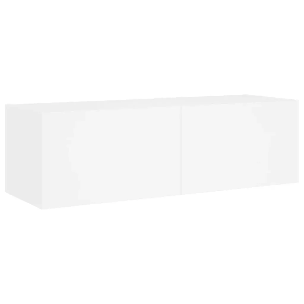 4 Piece TV Wall Cabinets with LED Lights White Price