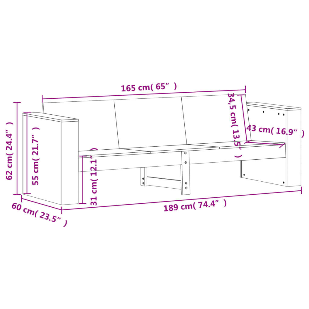 2 Piece Garden Lounge Set White Solid Wood Pine Price