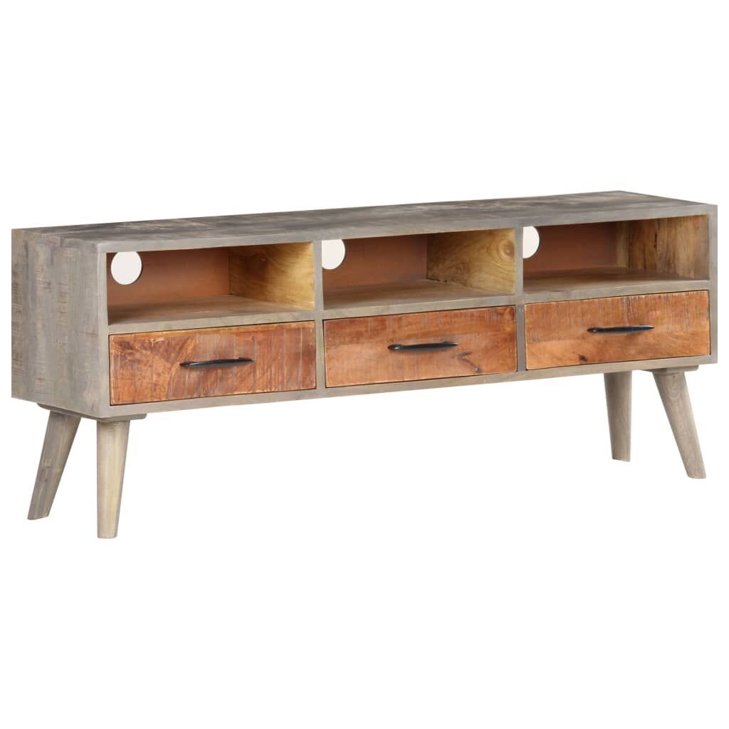 TV Cabinet Grey 130x35x51 cm Solid Rough Mango Wood Price
