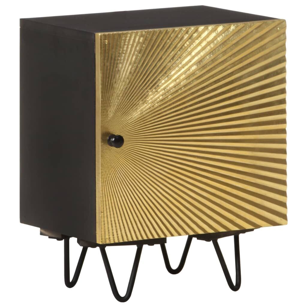 Bedside Cabinet with Brass Front 40x30x50 cm Solid Mango Wood Price