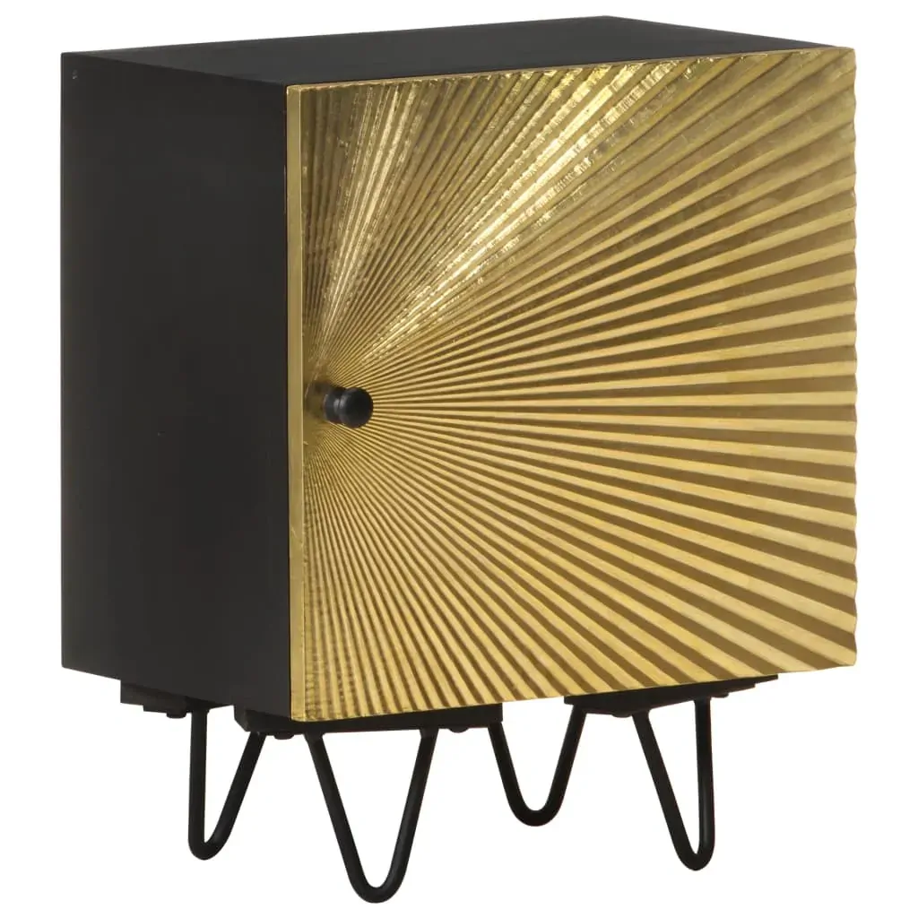 Bedside Cabinet with Brass Front 40x30x50 cm Solid Mango Wood Price