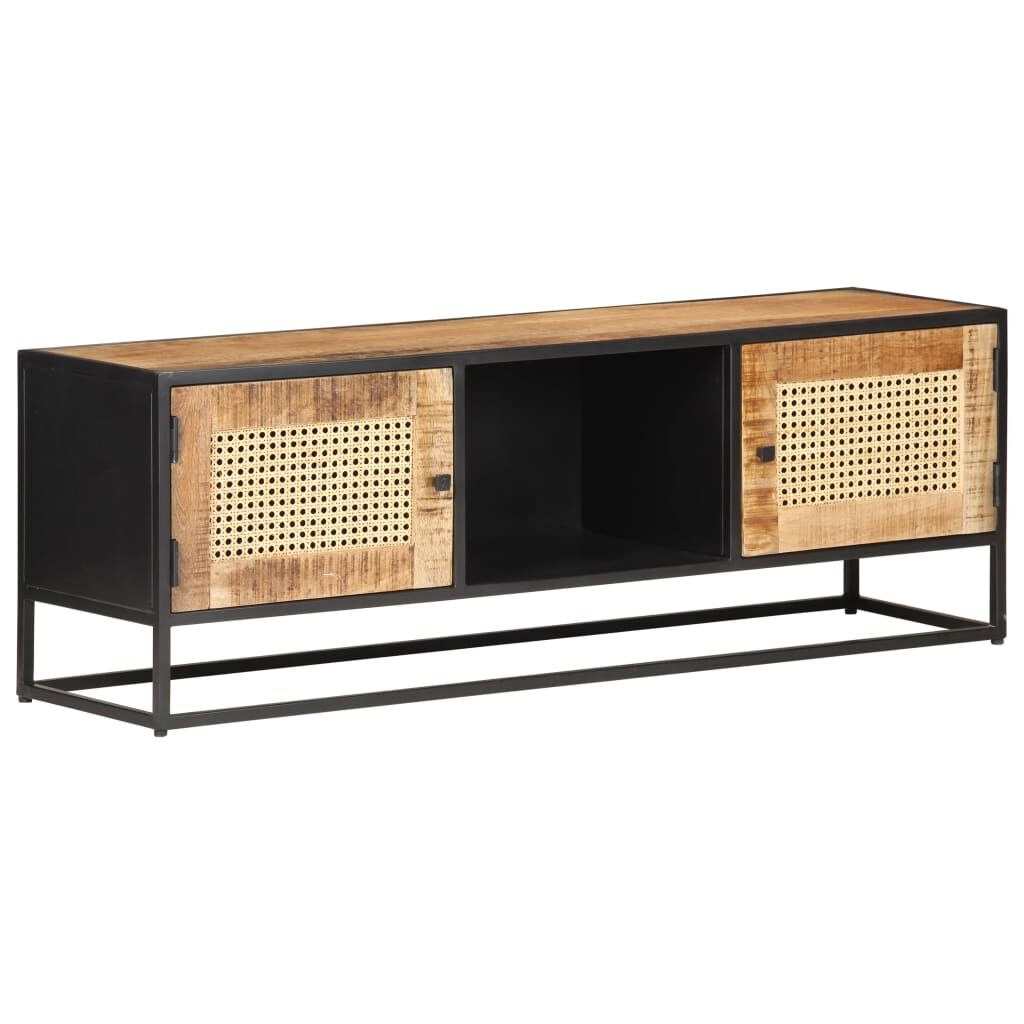 TV Cabinet 120x30x40 cm Rough Mango Wood and Natural Cane Price