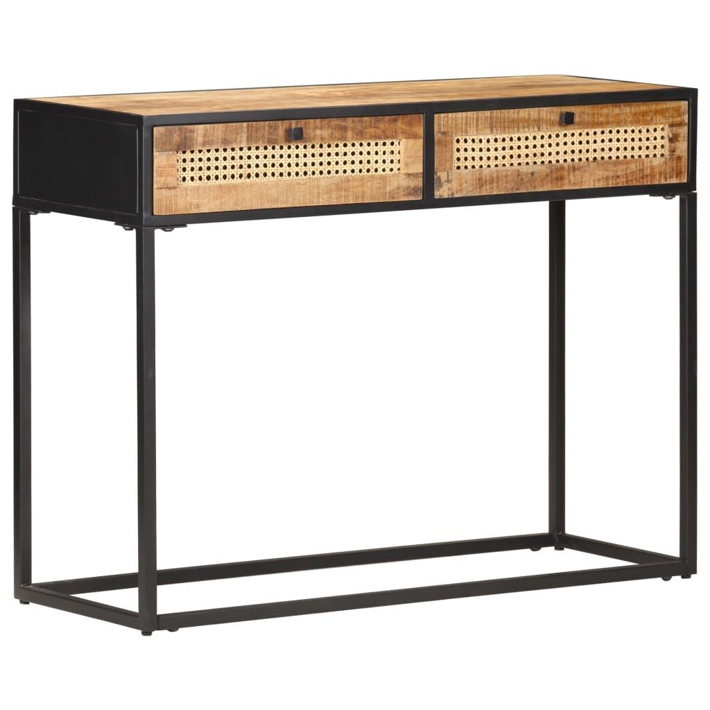 Console Table 100x35x75 cm Rough Mango Wood and Natural Cane Price