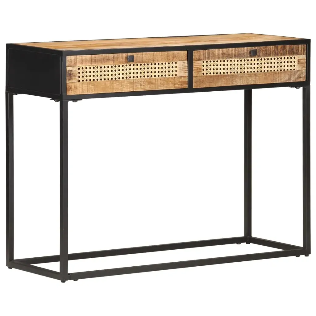 Console Table 100x35x75 cm Rough Mango Wood and Natural Cane Price