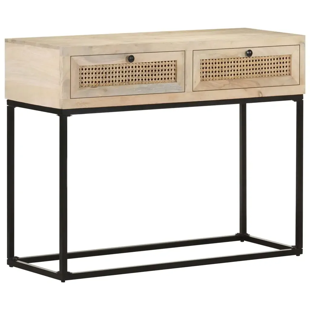 Console Table 100x35x76 cm Solid Mango Wood and Natural Cane Price