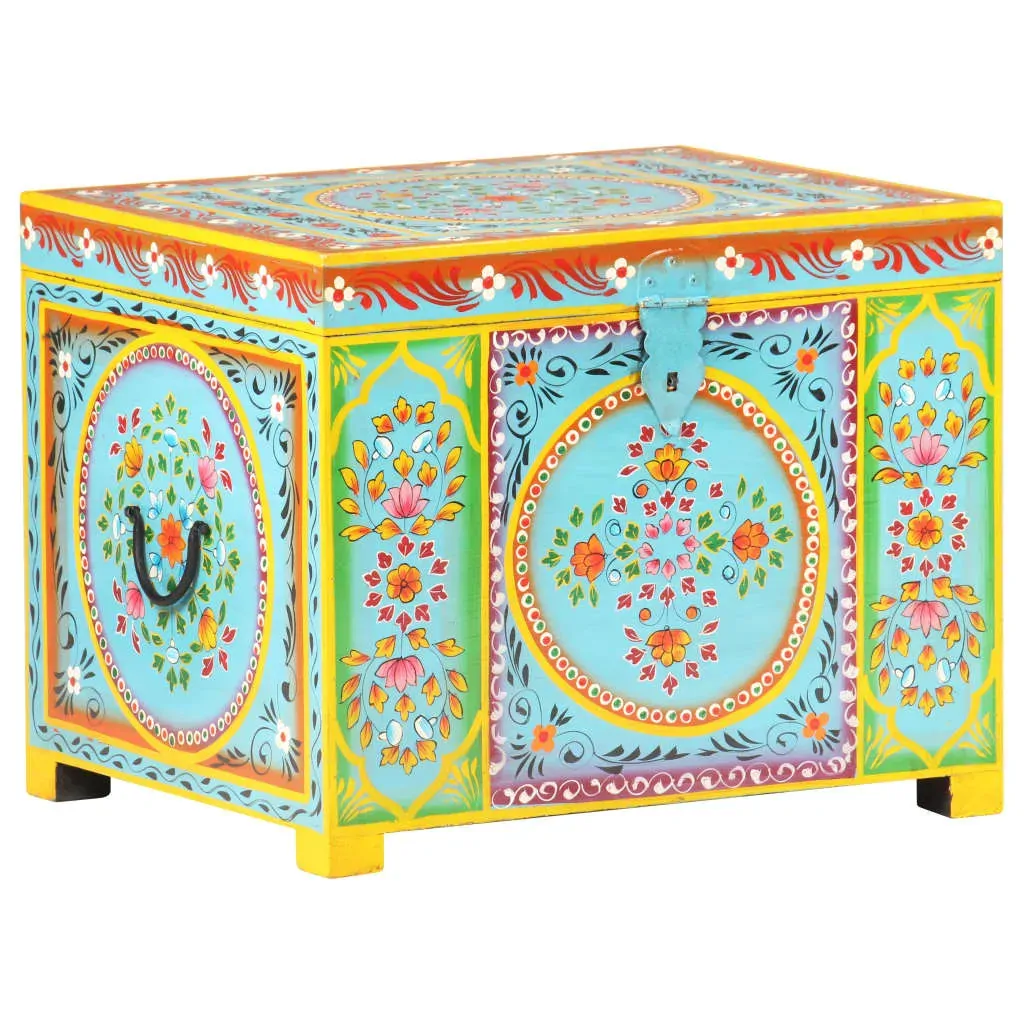 Hand Painted Storage Box 50x40x40 cm Solid Mango Wood Price