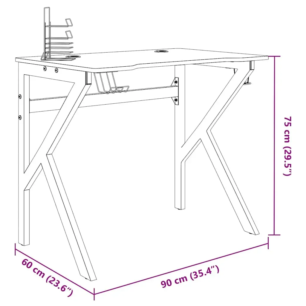 Gaming Desk with K Shape Legs Black 90x60x75 cm Price