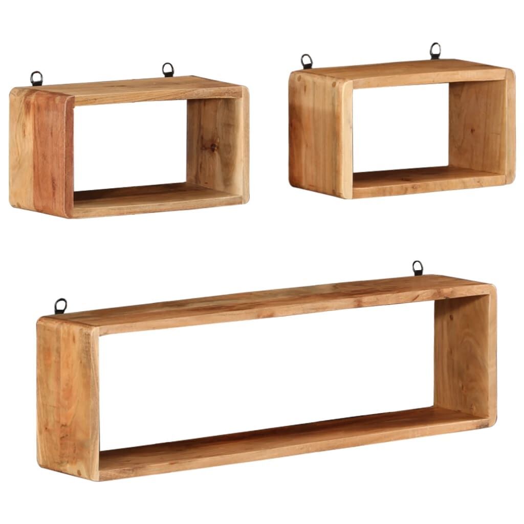 3 Piece Wall Cube Shelf Set Soild Acacia Wood Price
