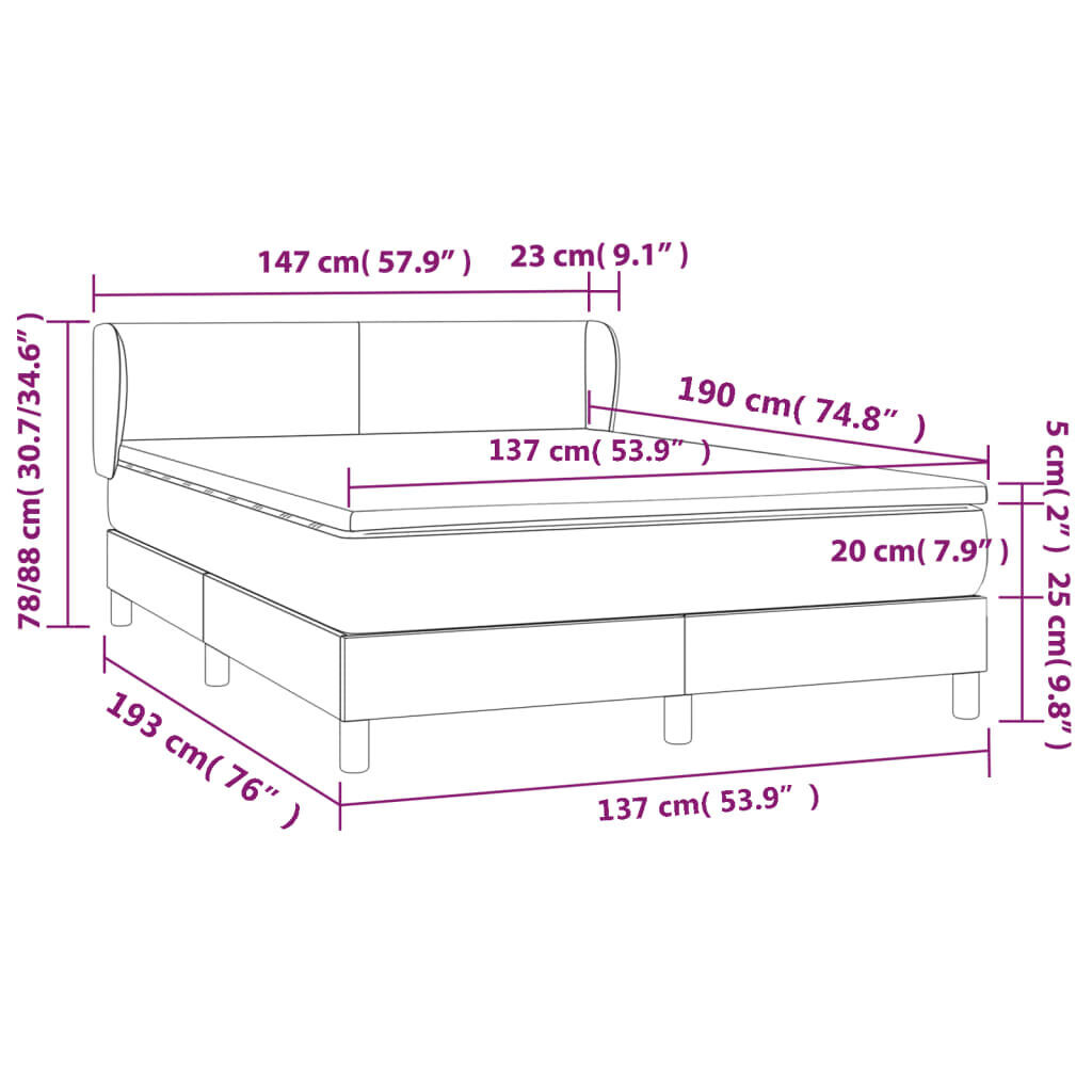 Box Spring Bed with Mattress Dark Grey 137x187 cm Double Size Fabric Price