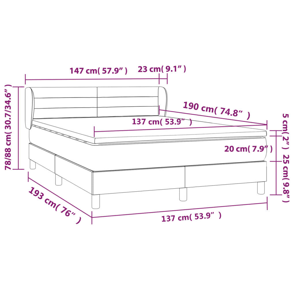 Box Spring Bed with Mattress Dark Grey 137x187 cm Double Size Fabric Price