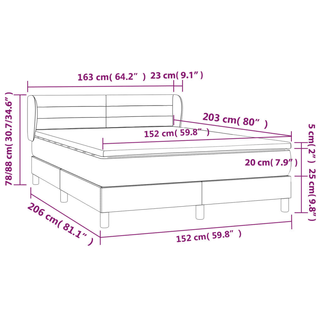 Box Spring Bed with Mattress Dark Grey 153x203 cm Queen Size Fabric Price