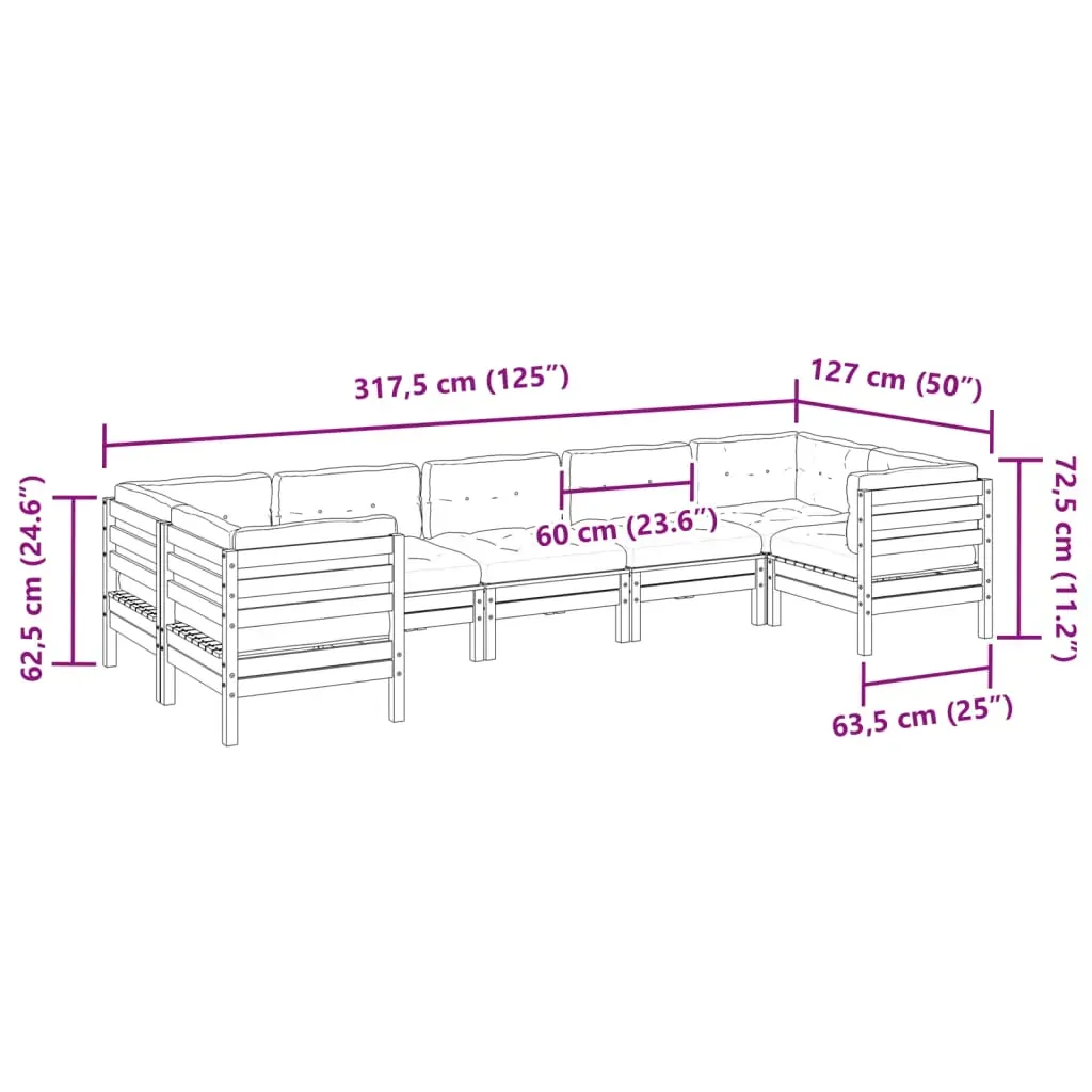 7 Piece Garden Sofa Set with Cushions Impregnated Wood Pine Price