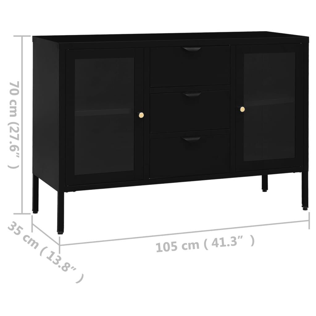 Sideboard Black 105x35x70 cm Steel and Tempered Glass Price