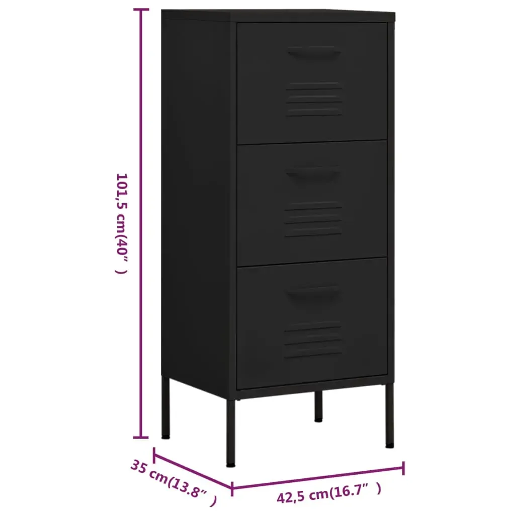 Storage Cabinet Black 42.5x35x101.5 cm Steel Price