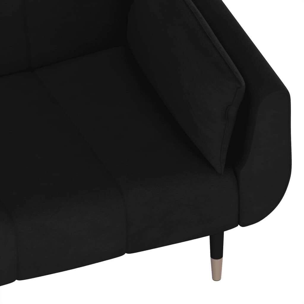 2-Seater Sofa Bed with Two Pillows Black Velvet Price