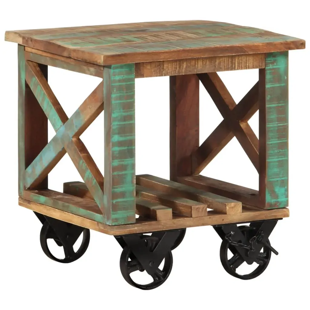 Side Table with Wheels 40x40x42 cm Solid Wood Reclaimed Price