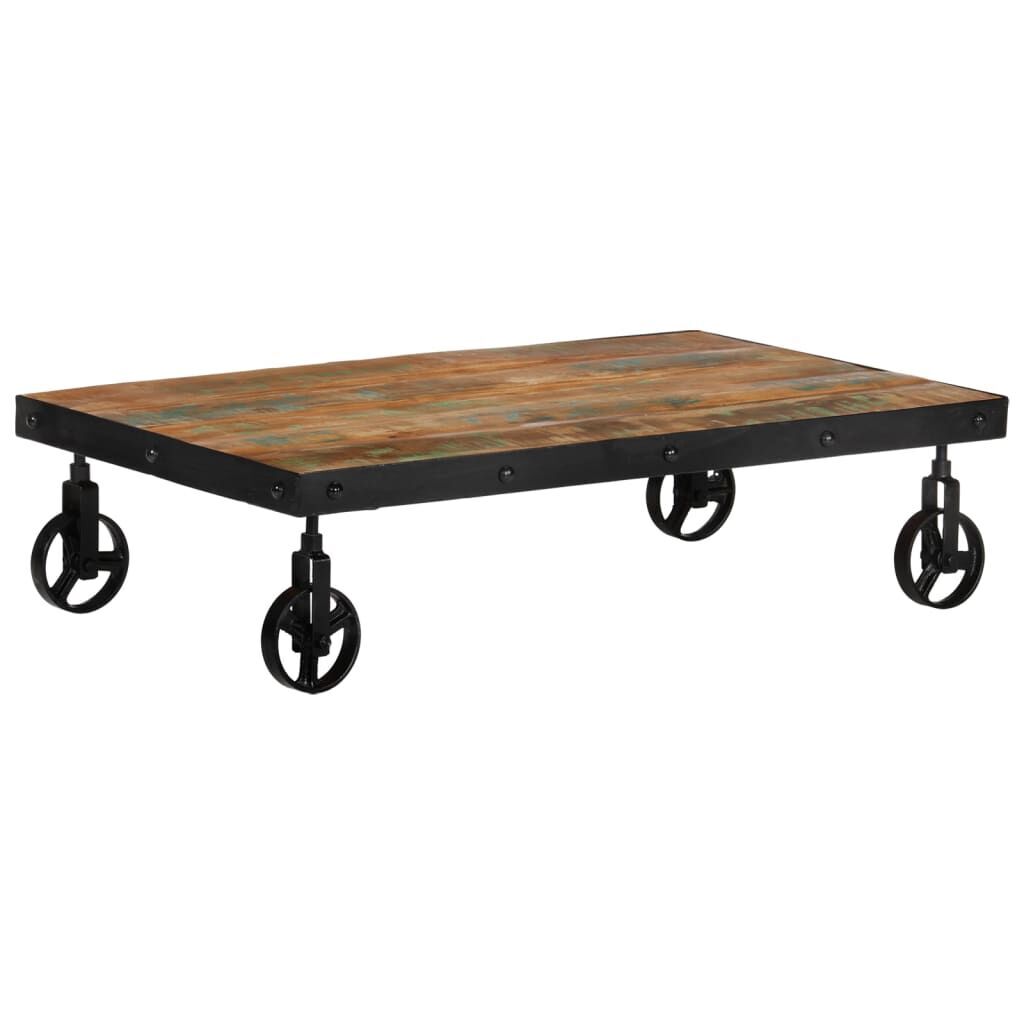 Coffee Table with Wheels 100x60x26 cm Solid Wood Reclaimed Price