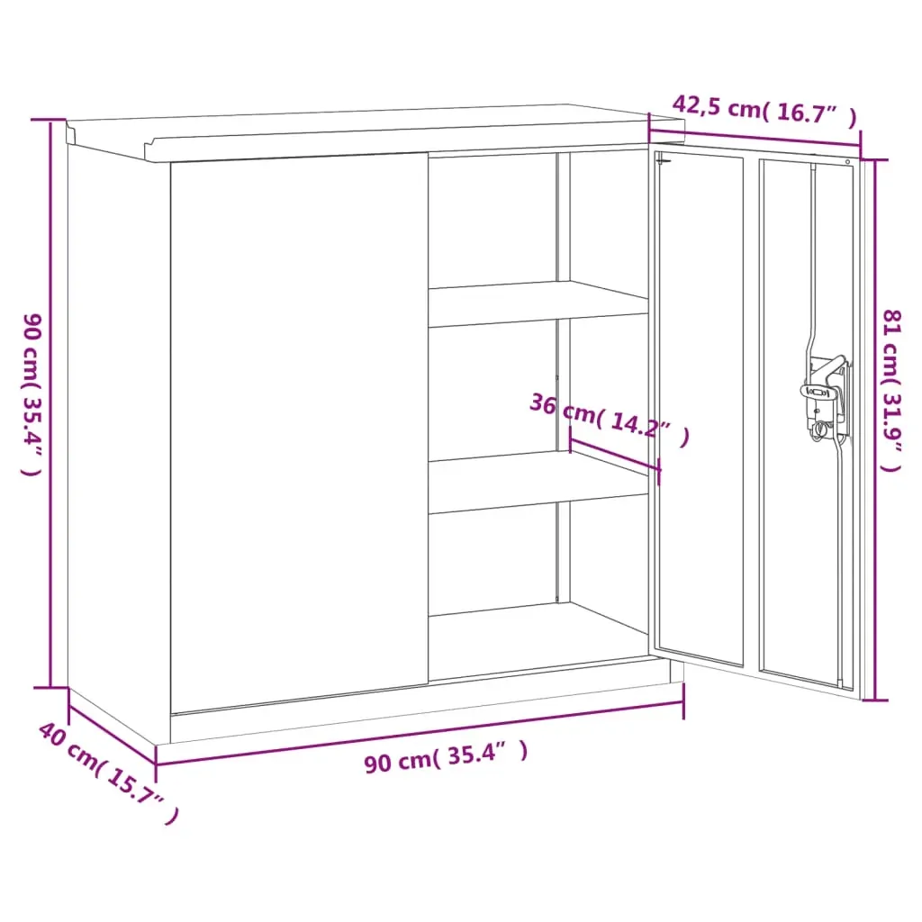 File Cabinet White 90x40x90 cm Steel Price