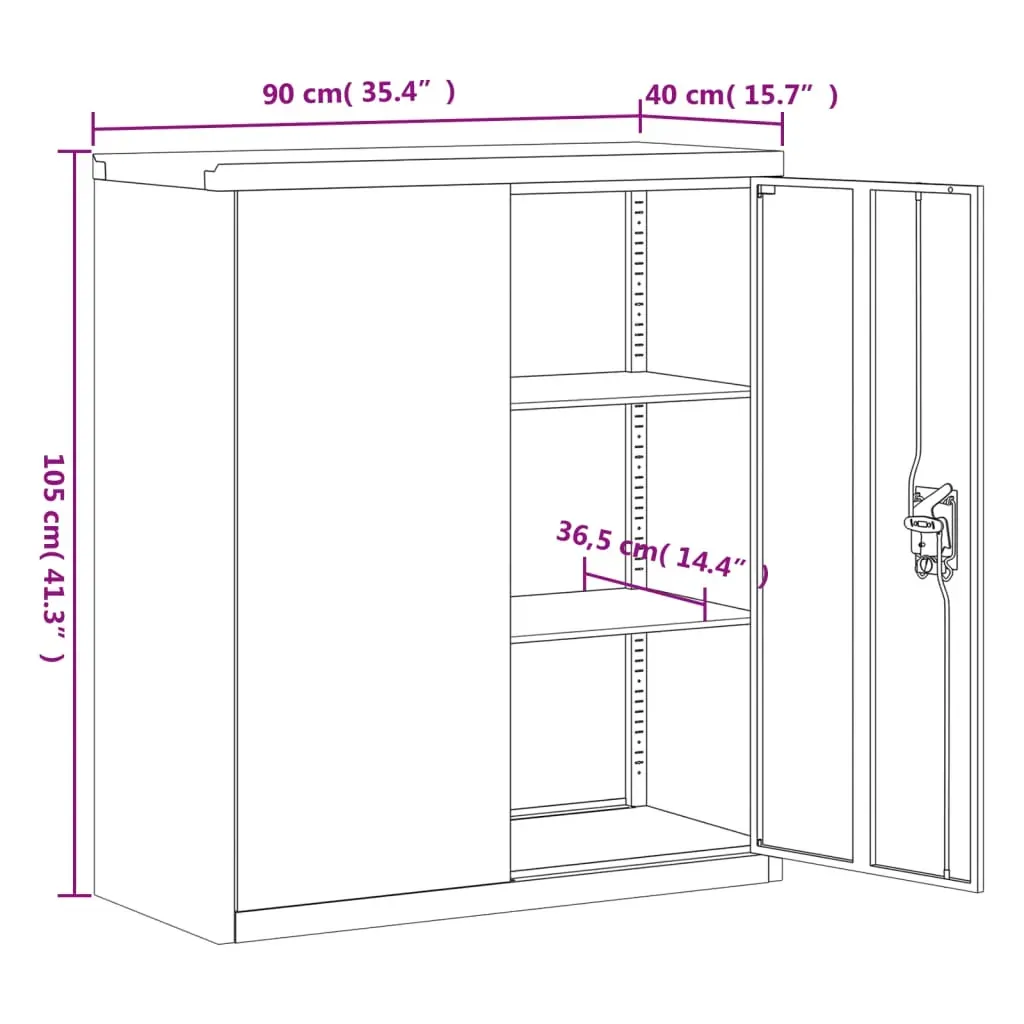 File Cabinet Light Grey 90x40x105 cm Steel Price