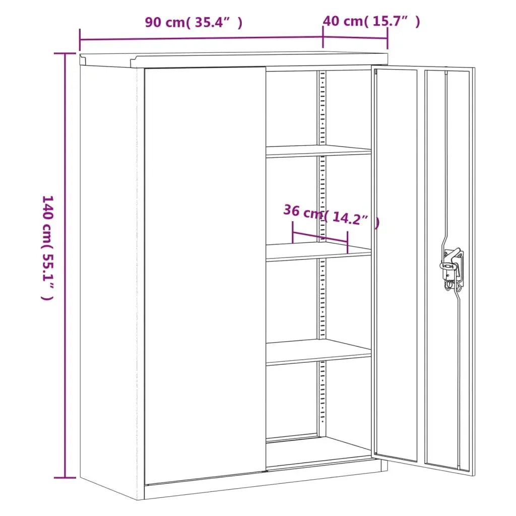 File Cabinet Anthracite 90x40x140 cm Steel Price