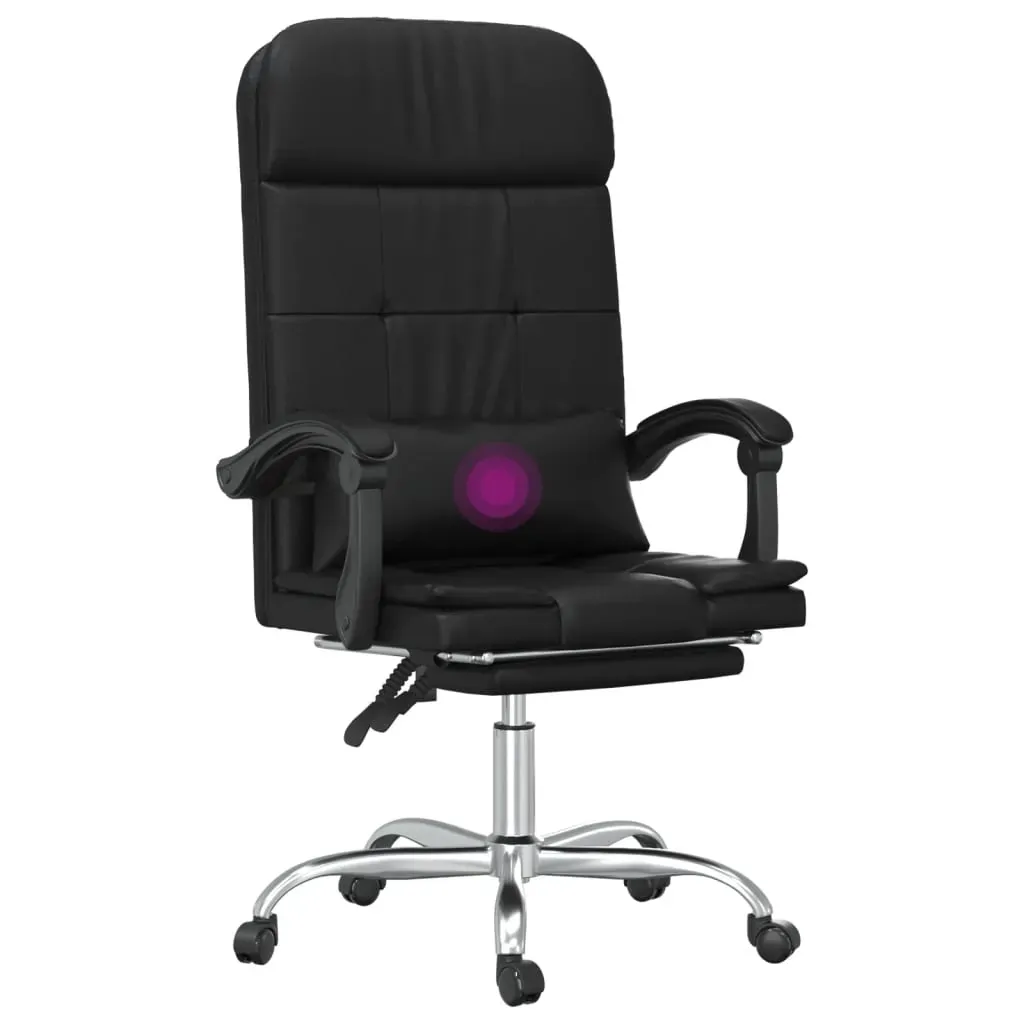 Massage Reclining Office Chair Black Faux Leather Price