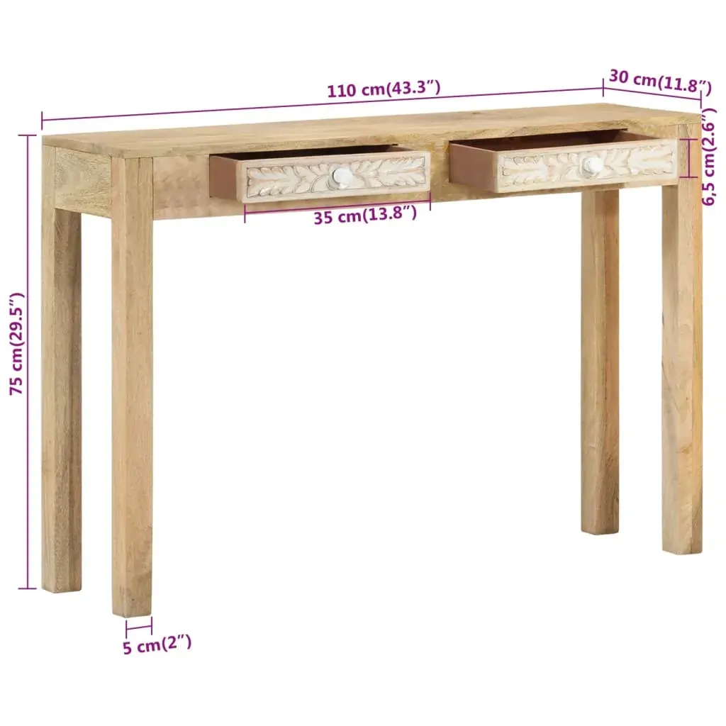 Console Table 110x30x75 cm Solid Bleached Wood Mango Price
