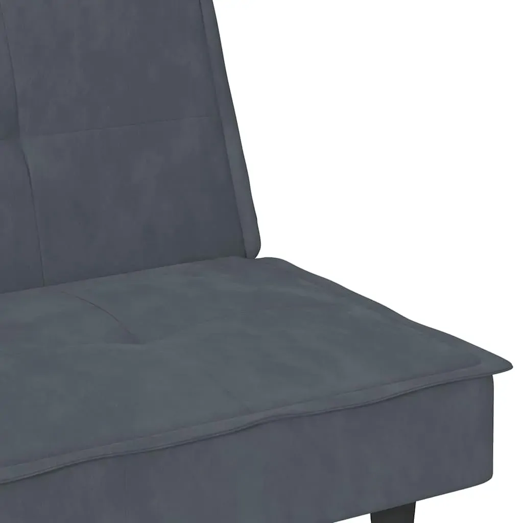 Sofa Bed with Cup Holders Dark Grey Velvet Price
