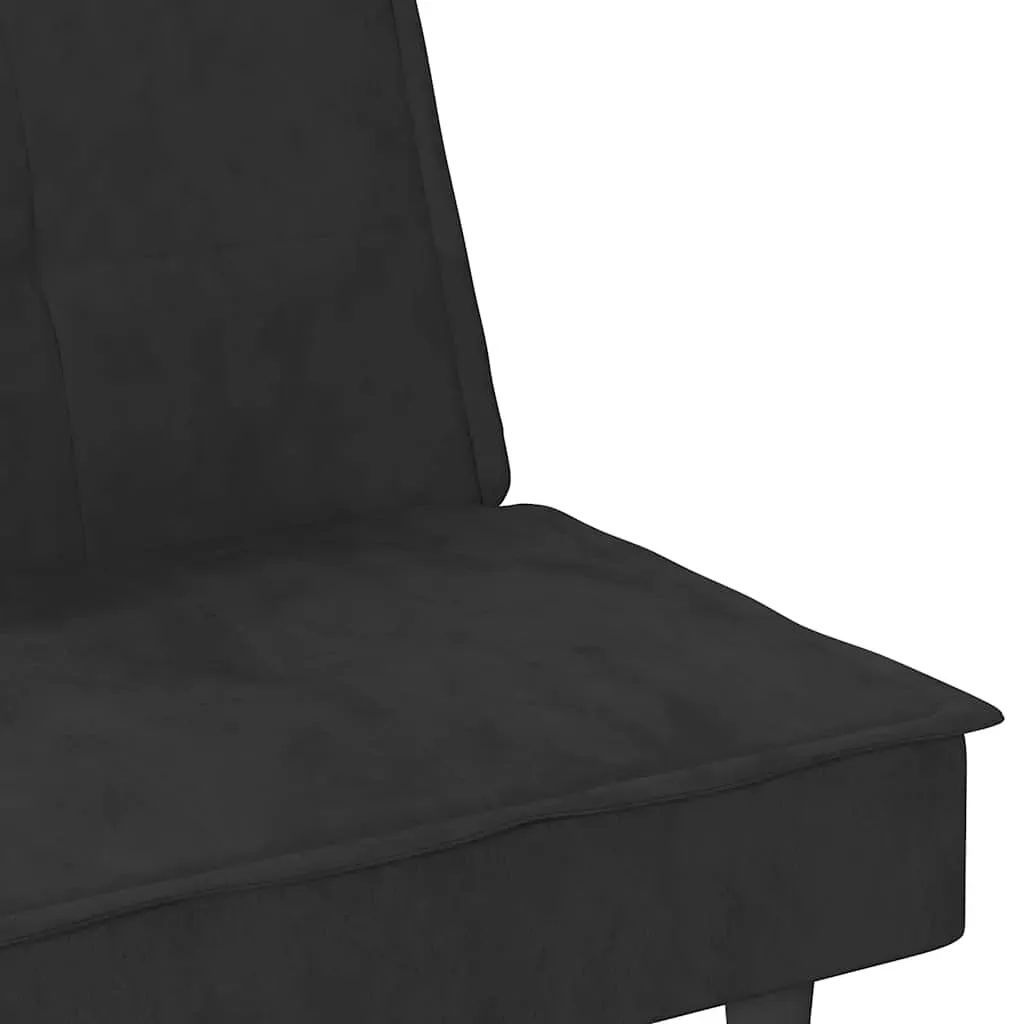 Sofa Bed with Cup Holders Black Velvet Price