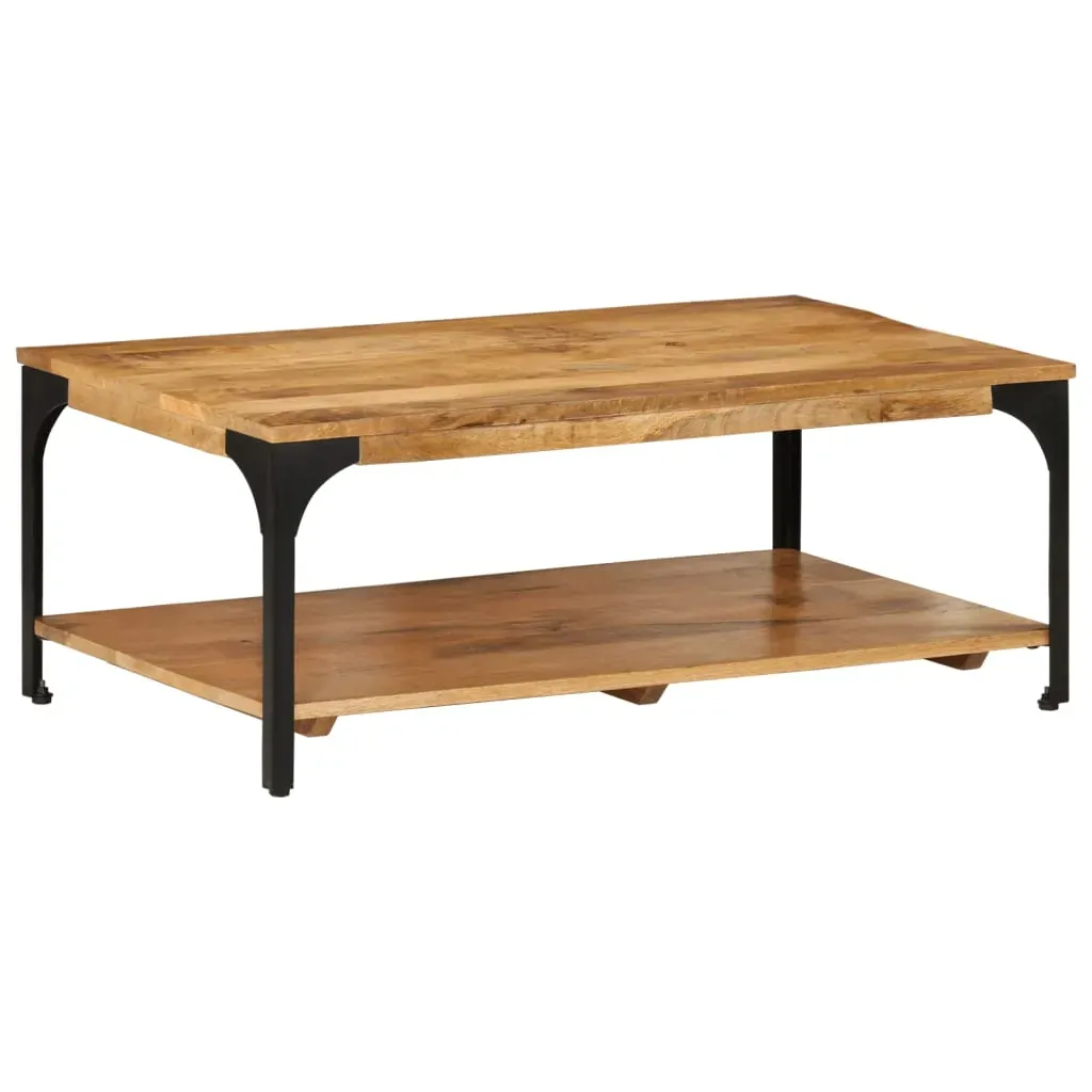 2-Layer Coffee Table 100x55x38 cm Solid Wood Mango and Steel Price